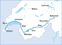 Rhone Radweg - Route